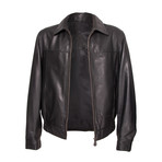 Seamed Chest Leather Jacket // Black (XL)