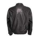 Seamed Chest Leather Jacket // Black (M)