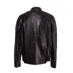 Double Patch Pocket Leather Jacket // Black (S)