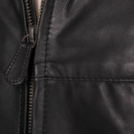 Seamed Chest Leather Jacket // Black (XL)