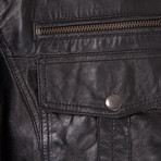 Double Patch Pocket Leather Jacket // Black (2XL)