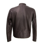 Sleek Leather Jacket // Brown (S)