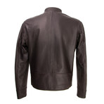 Sleek Leather Jacket // Brown (XL)