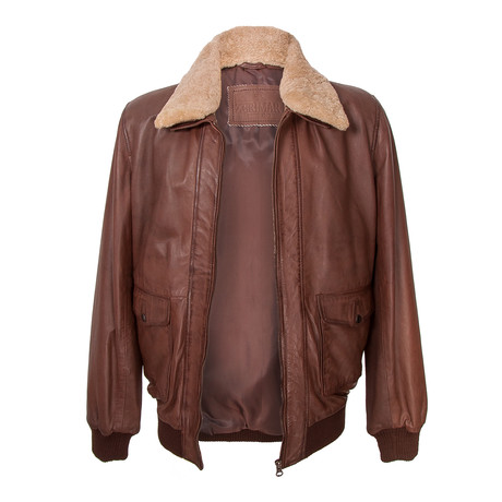 Leather Aviator Jacket // Brown (S)