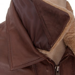 Leather Aviator Jacket // Brown (XL)