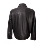 Button-Up Double Patch Pocket Leather Jacket // Black (S)