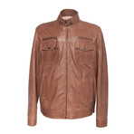 Double Patch Pocket Leather Jacket // Brandy (L)