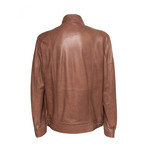 Double Patch Pocket Leather Jacket // Brandy (L)