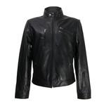 Zipper Pocket Leather Jacket // Black (M)