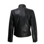 Zipper Pocket Leather Jacket // Black (S)