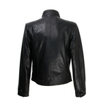 Zipper Pocket Leather Jacket // Black (XL)