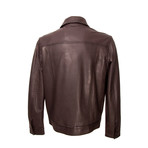 Button-Up Double Patch Pocket Leather Jacket // Brown (M)
