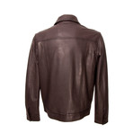 Button-Up Double Patch Pocket Leather Jacket // Brown (2XL)