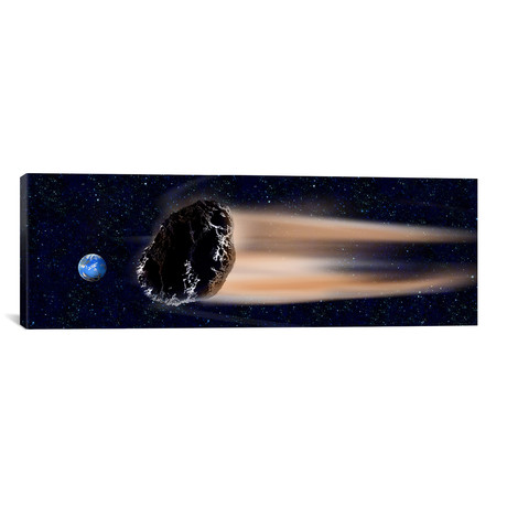 Meteor Coming at Earth (36"W x 12"H x 0.75"D)
