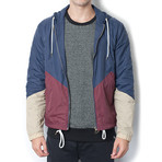 Carlton Zip-Up Windbreaker // Navy + Burgundy (M)