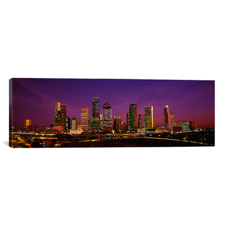 Houston Skyline At Night (36"H x 12"W x 0.75"D)