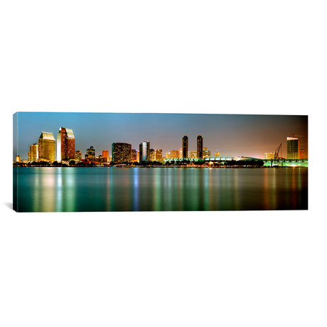 San Diego Skyline At Night (36"H x 12"W x 0.75"D)