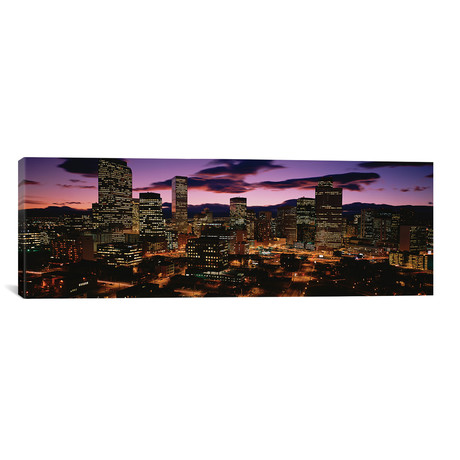 Downtown Denver Skyline at Dusk (36"H x 12"W x 0.75"D)