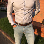 Reagan 3.5 Cm Stitch Belt // Brown (XS)