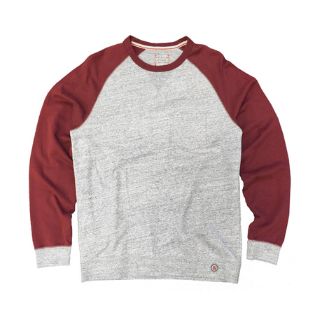Saturday Crewneck Sweater // Heather Grey + Burgundy (S)