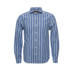 Earnest Spread Collar Shirt // Blue Multi Stripe (XL)