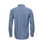 Earnest Spread Collar Shirt // Blue Multi Stripe (S)