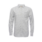 Truman Button Collar Shirt // Light Grey Stripe (S)