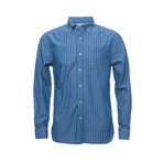 Truman Button Collar Shirt // Blue Pin Stripe (L)