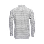 Truman Button Collar Shirt // Light Grey Stripe (XL)