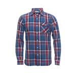 Truman Single Flap Pocket Shirt // Blue + Red Plaid (M)