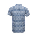 Truman Short Sleeve Single Flap Pocket Shirt // Blue Block Stripe (XS)