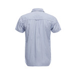 Earnest Short Sleeve Spread Collar Shirt // Blue Variated Stripe (XS)