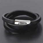 Leather Wrap Bracelet // Black // 8"