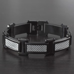 Polished Carbon Fiber Inlay Link Bracelet // Black + Gray