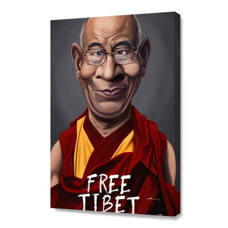 Celebrity Sunday: Dalai Lama (Free Tibet) // Stretched Canvas (16"W x 24"H x 1.5"D)