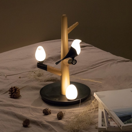 Bird on Tree Designed Night Light Body Sensor Lamp USB Charging Lamp Beech 