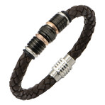 Beaded + Braided Leather Bracelet // Black + Brown