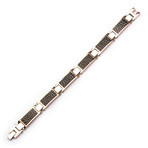 Steel Tri-Tone Hammered Links Bracelet // Rose Gold