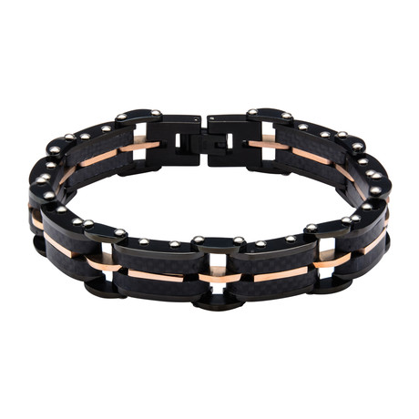 Carbon Graphite and Rose Gold Link Bracelet // Black