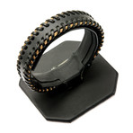 Cable Edge Leather Bracelet // Black