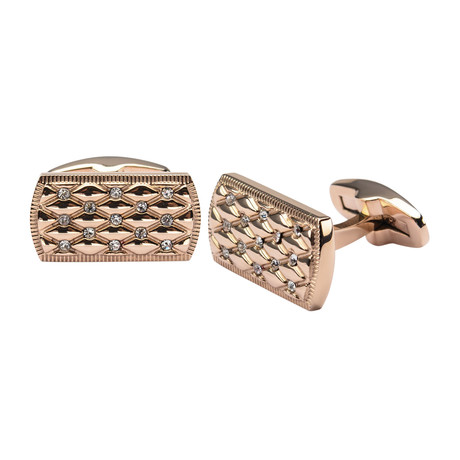 Rose Gold Stoned Cuff Links // Black + Rose Gold