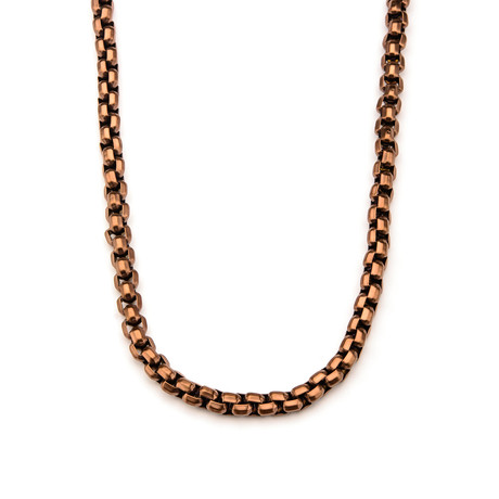 Rose Gold Round Box Chain Necklace // Rose Gold