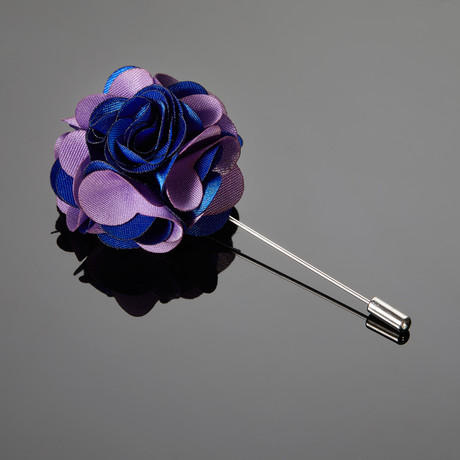 Duet Color Flower Lapel Pin // Blue + Lavender