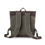 Campground Leather Canvas Backpack (Olive)