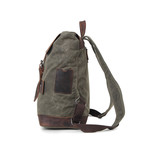 Campground Leather Canvas Backpack (Olive)