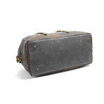 Classic Leather Canvas Duffel Bag (Grey)