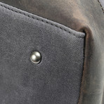 Classic Leather Canvas Duffel Bag (Grey)