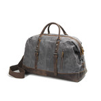 Classic Leather Canvas Duffel Bag (Grey)