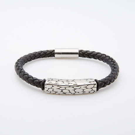 Dell Arte // Leather + Stainless Steel Bracelet // Black + Silver