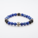 Onyx + Lapis Lazuli + Howlite Feather Charm Bracelet // Blue